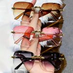 3pcs Stylish Rimless Square Fashion Glasses for Men & Women - Gradient Tortoiseshell Design, Golden-Tone Frame & Decorative Lenses, Perfect for & Casual Wea