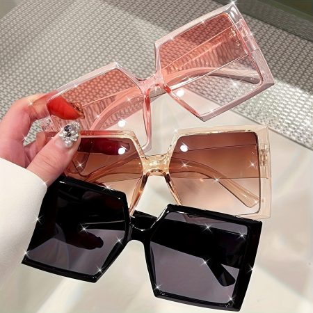 2D Flat - 3pcs Three-in-one Women'S Glasses Set Fashionable Large Frame Face-Revealing Small Flat Top Glasses