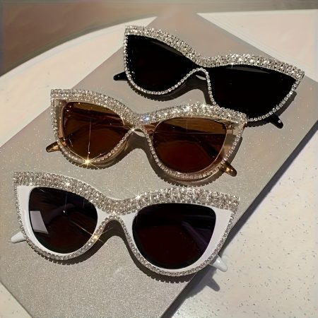 3pcs Advanced Sense Frame with Artificial Rhinestone Cat Eye Frame Fashion Decorative Glasses