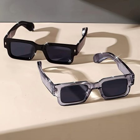 2pcs Retro Square Fashion Glasses For Women Men Thick Frame Sun Shades For Party Beach Travel